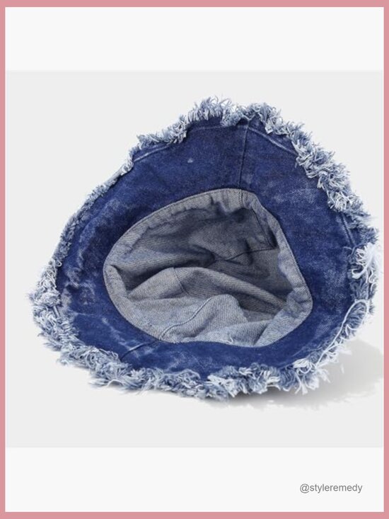 Vintage Denim Bucket Hat Washed Distressed Packable Sun Hat Fisherman Cap Unisex